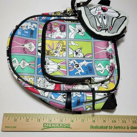 Warner Bros. Looney Tunes Bugs Bunny Mini Backpack w/Zip Pouch White 10.5" NWT - Picture 9 of 12